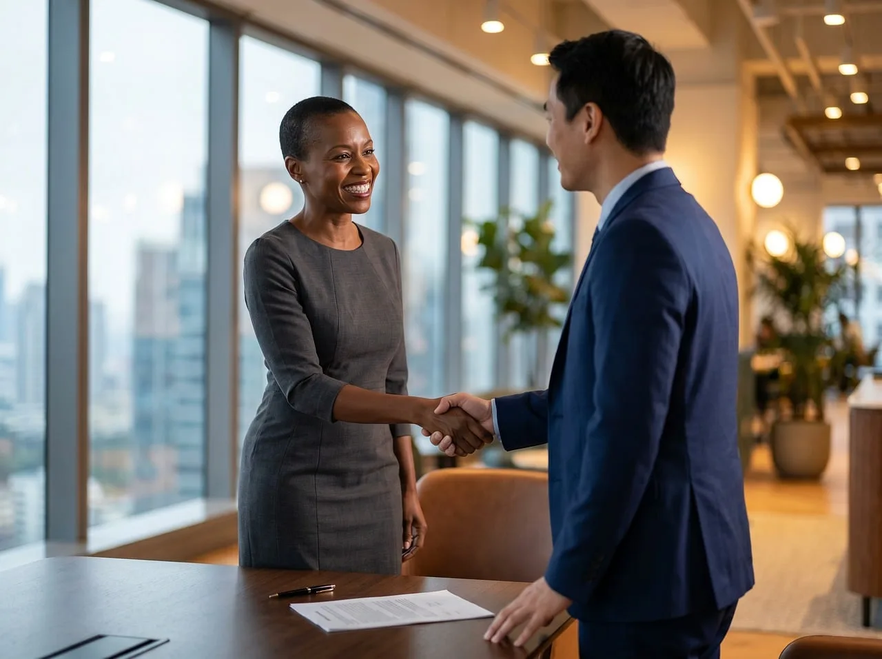 business, handshake, partnership, contract, collaboration, professionals, diverse, office, modern, success, meeting, deal, teamwork, leadership, cityscape, joyful, woman, man, formal. Local partnership marketing best practices: what keeps partners honest