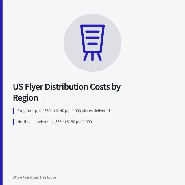 Cost bands for US flyer and hand delivery programs by region. Offline promotional distribution costs by US region: a budget planning guide