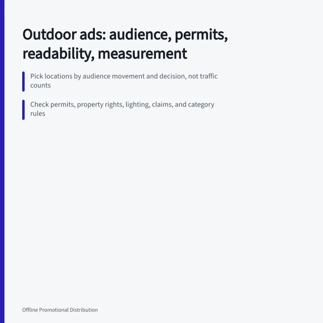 Outdoor advertising planning: audience movement, permits, readable design, and measurement. Getting outdoor advertising right the first time