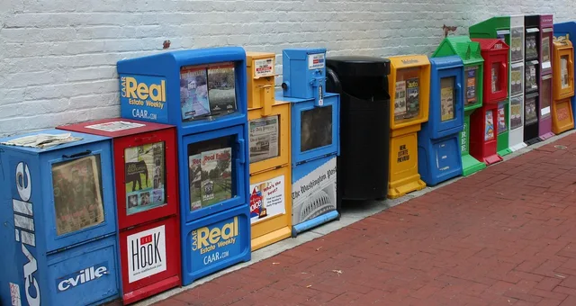 newspapers, pamphlets, vending machines, flyers, journalism, printed material, papers, pamphlet, brochure, booklet, publication, magazine, marketing, pamphlets, vending machines, vending machines, vending machines, vending machines, vending machines, flyers, pamphlet, pamphlet, magazine. Where the print advertising examples agree, and where they do not