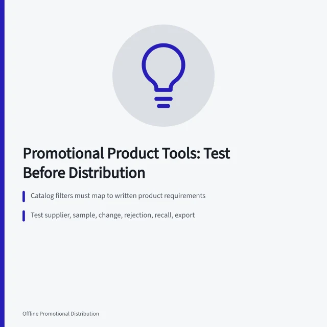 Card listing acceptance tests for promotional product marketing tools. Promotional product marketing tools judged on daily use