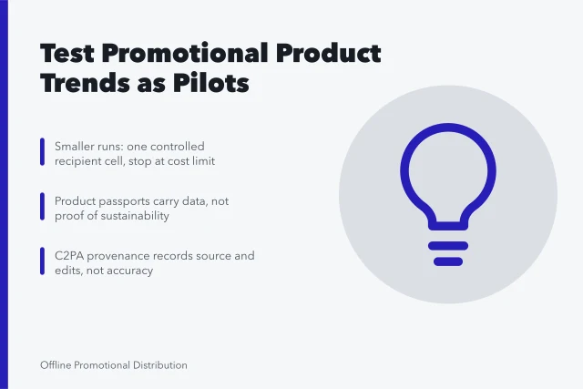 Card listing pilot tests for promotional product marketing trends. Reading promotional product marketing trends with a cool head